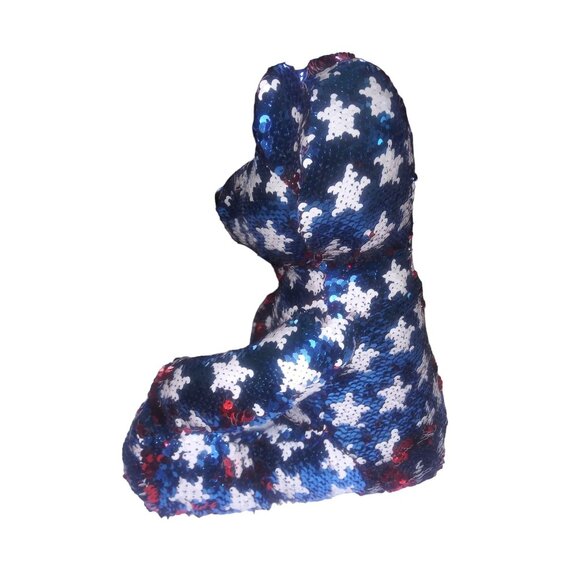 GOFFA Patriotic Sequins Flip Bear Red White and Blue Stars Plush Teddy - Picture 3 of 9